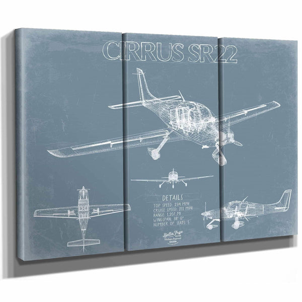 Bella Frye Home & Garden > Decor > Artwork Cirrus SR22 Aircraft Blueprint Wall Art - Original Airplane Print