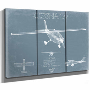 Bella Frye Home & Garden > Decor > Artwork Cessna 177 Cardinal Aircraft Blueprint Wall Art - Original Airplane Print