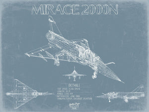 Bella Frye Home & Garden > Decor > Artwork Dassault Mirage 2000N Aircraft Blueprint Wall Art - Original Fighter Plane Print