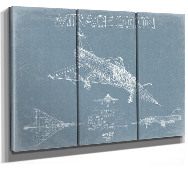 Bella Frye Home & Garden > Decor > Artwork Dassault Mirage 2000N Aircraft Blueprint Wall Art - Original Fighter Plane Print