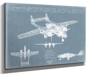 Bella Frye Home & Garden > Decor > Artwork Northrop P-61A Black Widow Aircraft Blueprint Wall Art - Original Fighter Plane Print
