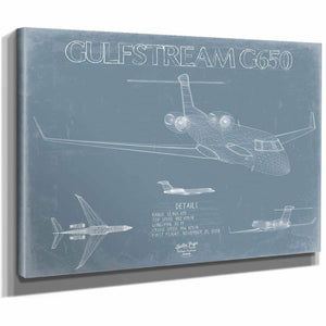 Bella Frye Home & Garden > Decor > Artwork Gulfstream G650 Aircraft Blueprint Wall Art - Original Aviation Plane Print