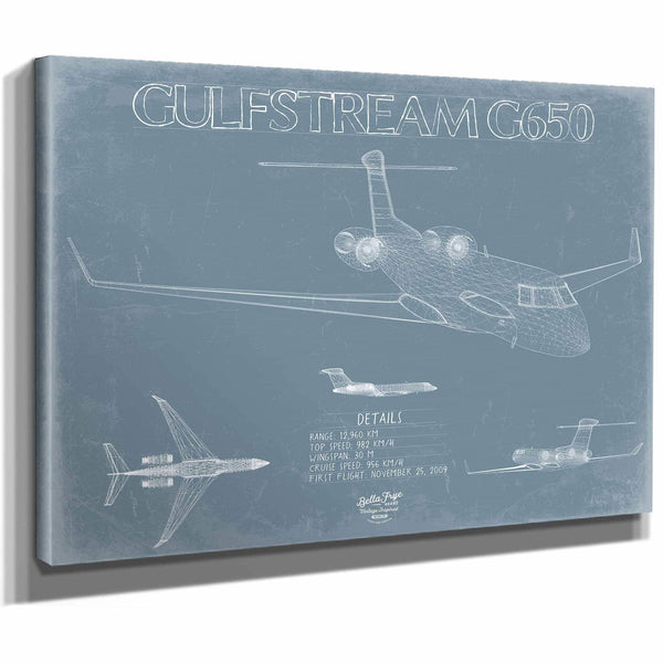 Bella Frye Home & Garden > Decor > Artwork Gulfstream G650 Aircraft Blueprint Wall Art - Original Aviation Plane Print