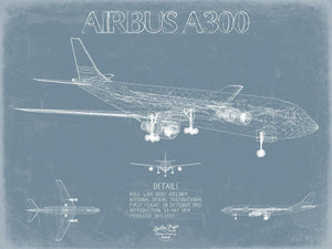 Bella Frye Home & Garden > Decor > Artwork Airbus A300 Aircraft Blueprint Wall Art - Original Aviation Plane Print