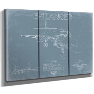 Bella Frye Home & Garden > Decor > Artwork Rockwell B-1 Lancer Aircraft Blueprint Wall Art - Original Aviation Plane Print