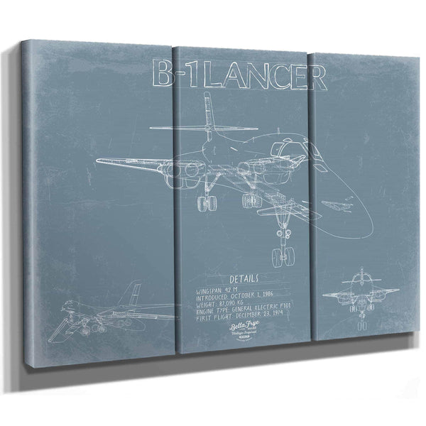 Bella Frye Home & Garden > Decor > Artwork Rockwell B-1 Lancer Aircraft Blueprint Wall Art - Original Aviation Plane Print