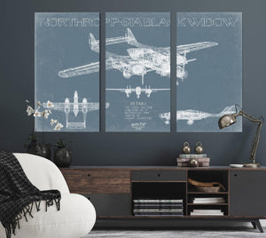 Bella Frye Home & Garden > Decor > Artwork Northrop P-61A Black Widow Aircraft Blueprint Wall Art - Original Fighter Plane Print
