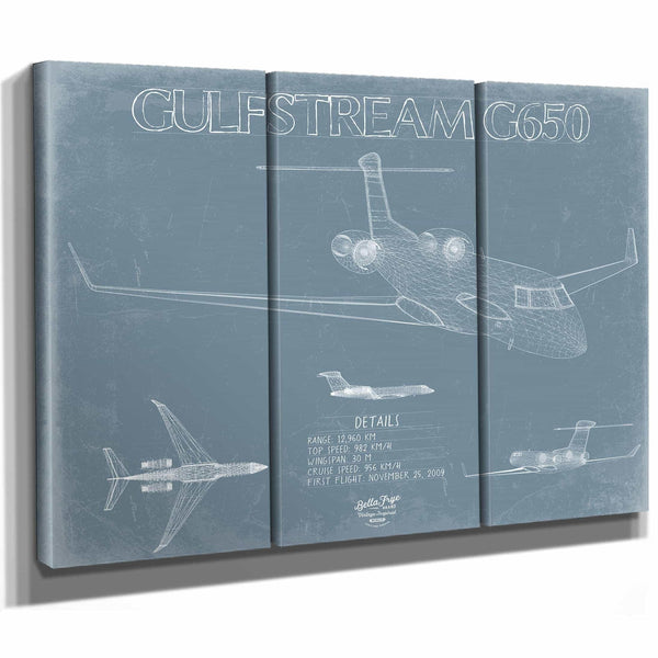 Bella Frye Home & Garden > Decor > Artwork Gulfstream G650 Aircraft Blueprint Wall Art - Original Aviation Plane Print