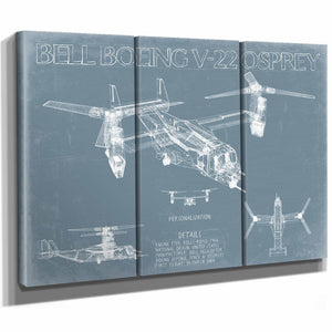 Bella Frye Home & Garden > Decor > Artwork Bell Boeing V-22 Osprey Aircraft Blueprint Wall Art - Original Aviation Plane Print