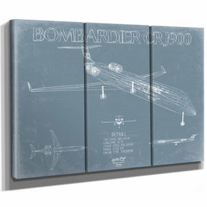 Bella Frye Home & Garden > Decor > Artwork Bombardier-CRJ900 Aircraft Blueprint Wall Art - Original Aviation Plane Print