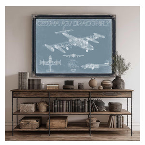 Bella Frye Home & Garden > Decor > Artwork Cessna A-37 Dragonfly Aircraft Blueprint Wall Art - Original Airplane Print