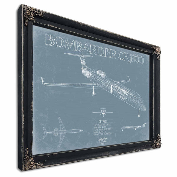 Bella Frye Home & Garden > Decor > Artwork Bombardier-CRJ900 Aircraft Blueprint Wall Art - Original Aviation Plane Print