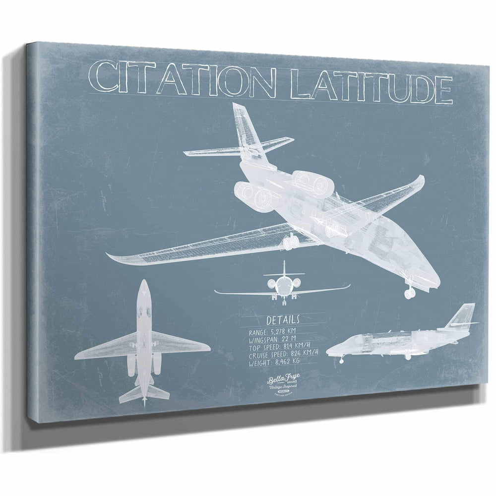 Bella Frye Home & Garden > Decor > Artwork Cessna Citation Latitude Aircraft Blueprint Wall Art - Original Airplane Print