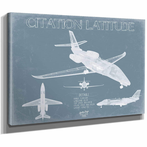 Bella Frye Home & Garden > Decor > Artwork Cessna Citation Latitude Aircraft Blueprint Wall Art - Original Airplane Print