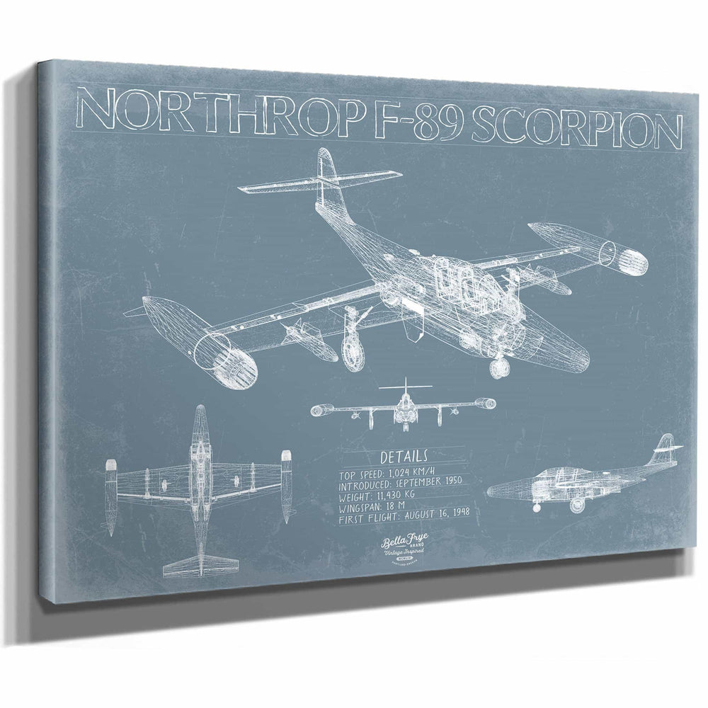 Bella Frye Home & Garden > Decor > Artwork Northrop F-89 Scorpion Aircraft Blueprint Wall Art - Original Fighter Plane Print