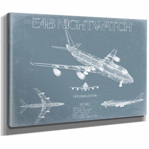 Bella Frye Home & Garden > Decor > Artwork Boeing E4B Nightwatch Aircraft Blueprint Wall Art - Original Aviation Plane Print