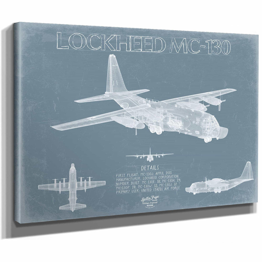 Bella Frye Home & Garden > Decor > Artwork Lockheed MC-130 Aircraft Blueprint Wall Art - Original Military Plane Print