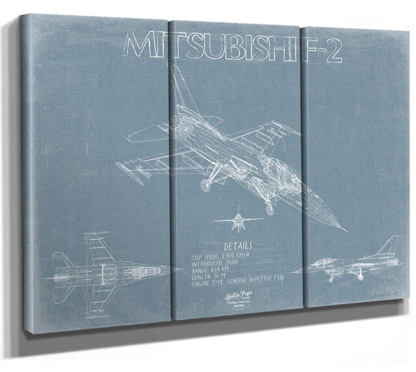 Bella Frye Home & Garden > Decor > Artwork F-2 Aircraft Blueprint Wall Art - Original Fighter Plane Print