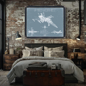 Bella Frye Home & Garden > Decor > Artwork F-18D Hornet Aircraft Blueprint Wall Art - Original Aviation Plane Print