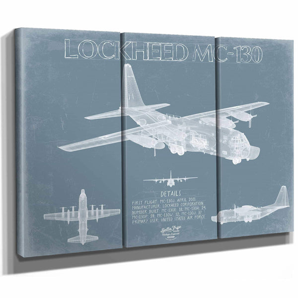 Bella Frye Home & Garden > Decor > Artwork Lockheed MC-130 Aircraft Blueprint Wall Art - Original Military Plane Print