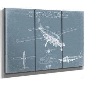 Bella Frye Home & Garden > Decor > Artwork Cessna 208B Aircraft Blueprint Wall Art - Original Airplane Print