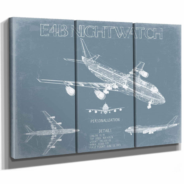 Bella Frye Home & Garden > Decor > Artwork Boeing E4B Nightwatch Aircraft Blueprint Wall Art - Original Aviation Plane Print