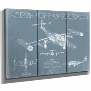 Bella Frye Home & Garden > Decor > Artwork Northrop F-89 Scorpion Aircraft Blueprint Wall Art - Original Fighter Plane Print