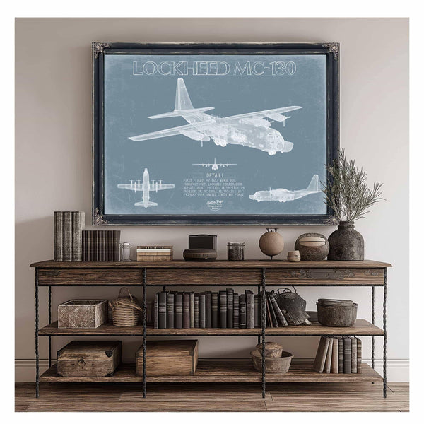 Bella Frye Home & Garden > Decor > Artwork Lockheed MC-130 Aircraft Blueprint Wall Art - Original Military Plane Print