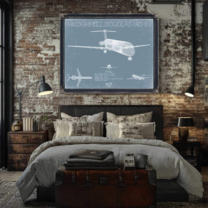 Bella Frye Home & Garden > Decor > Artwork McDonnell Douglas MD-80 Aircraft Blueprint Wall Art - Original Aviation Plane Print