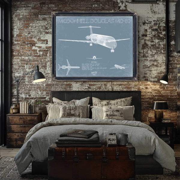 Bella Frye Home & Garden > Decor > Artwork McDonnell Douglas MD-80 Aircraft Blueprint Wall Art - Original Aviation Plane Print