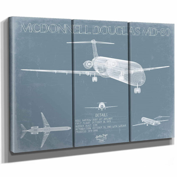 Bella Frye Home & Garden > Decor > Artwork McDonnell Douglas MD-80 Aircraft Blueprint Wall Art - Original Aviation Plane Print