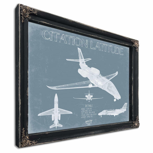 Bella Frye Home & Garden > Decor > Artwork Cessna Citation Latitude Aircraft Blueprint Wall Art - Original Airplane Print
