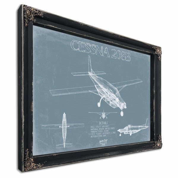 Bella Frye Home & Garden > Decor > Artwork Cessna 208B Aircraft Blueprint Wall Art - Original Airplane Print