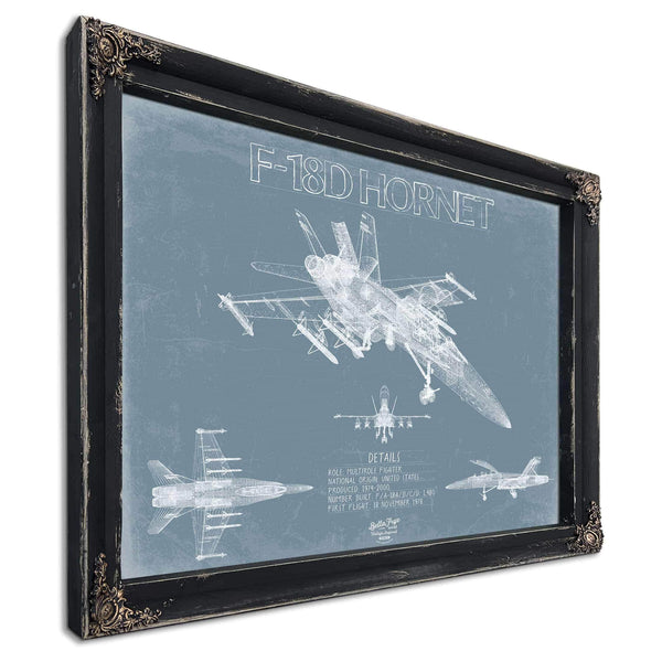 Bella Frye Home & Garden > Decor > Artwork F-18D Hornet Aircraft Blueprint Wall Art - Original Aviation Plane Print