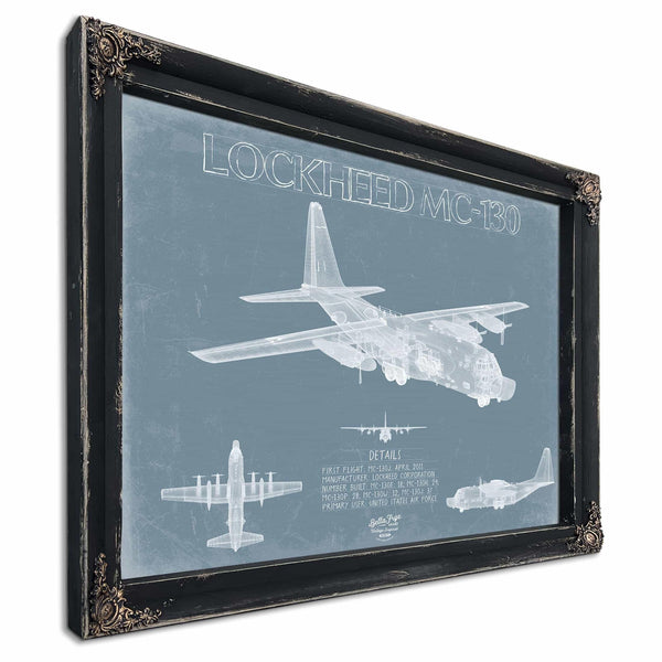 Bella Frye Home & Garden > Decor > Artwork Lockheed MC-130 Aircraft Blueprint Wall Art - Original Military Plane Print