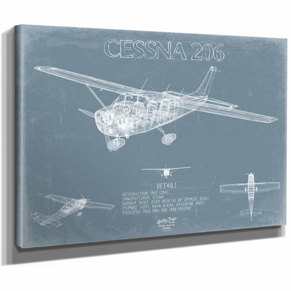 Bella Frye Home & Garden > Decor > Artwork Cessna 206 Stationer Aircraft Blueprint Wall Art - Original Airplane Print
