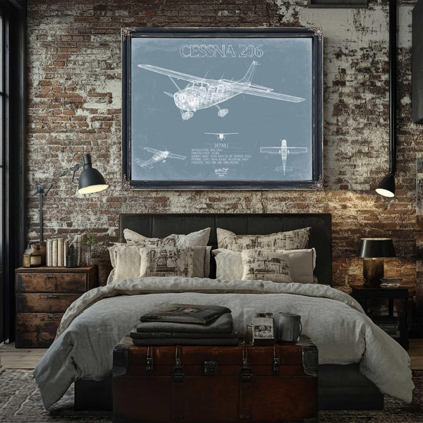 Bella Frye Home & Garden > Decor > Artwork Cessna 206 Stationer Aircraft Blueprint Wall Art - Original Airplane Print
