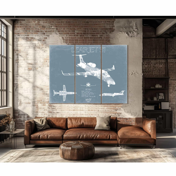 Bella Frye Home & Garden > Decor > Artwork Learjet 31 Aircraft Blueprint Wall Art - Original Airplane Print
