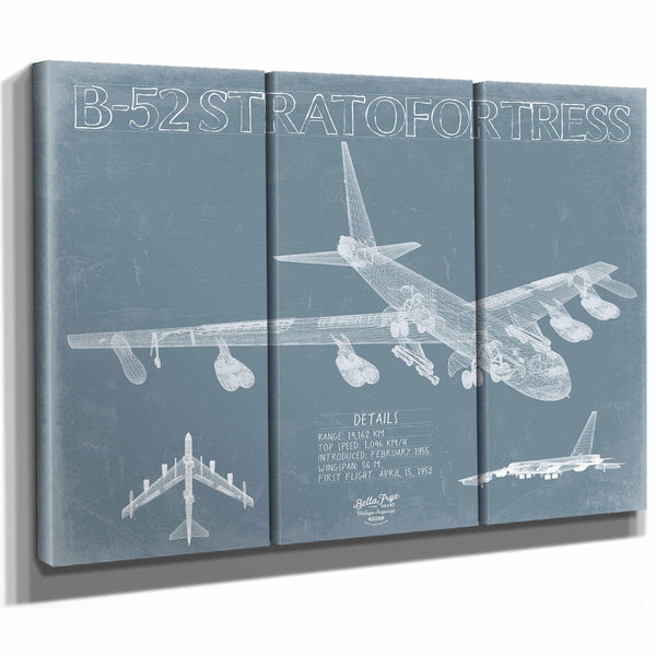 Bella Frye Home & Garden > Decor > Artwork B-52 Stratofortress Aircraft Blueprint Wall Art - Original Aviation Plane Print