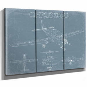 Bella Frye Home & Garden > Decor > Artwork Cirrus SR20 Aircraft Blueprint Wall Art - Original Airplane Print