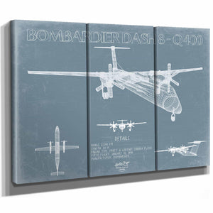 Bella Frye Home & Garden > Decor > Artwork Bombardier Dash 8 Q400 Aircraft Blueprint Wall Art - Original Aviation Plane Print