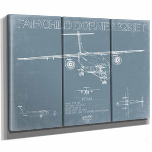 Bella Frye Home & Garden > Decor > Artwork Fairchild Dornier 328JET Aircraft Blueprint Wall Art - Original Airplane Print