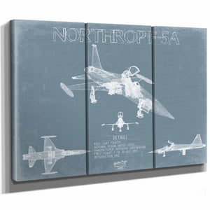Bella Frye Home & Garden > Decor > Artwork Northrop F-5A Freedom Fighter Aircraft Blueprint Wall Art - Original Fighter Plane Print