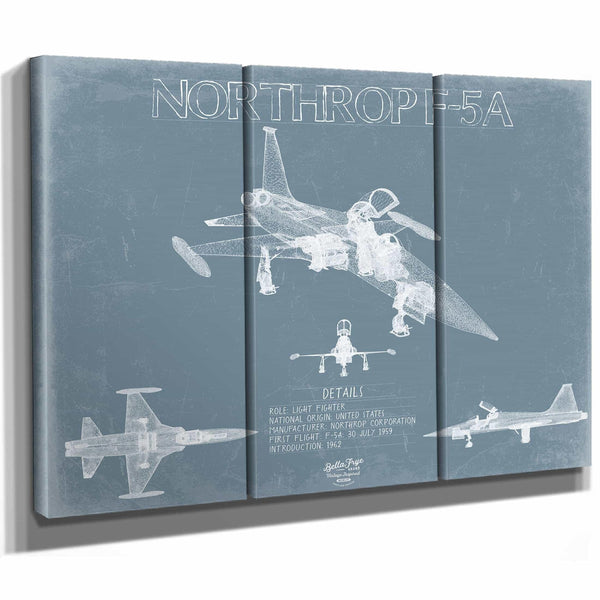 Bella Frye Home & Garden > Decor > Artwork Northrop F-5A Freedom Fighter Aircraft Blueprint Wall Art - Original Fighter Plane Print