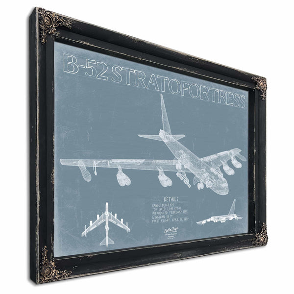Bella Frye Home & Garden > Decor > Artwork B-52 Stratofortress Aircraft Blueprint Wall Art - Original Aviation Plane Print