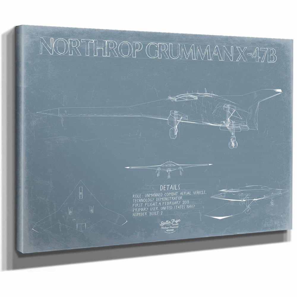 Bella Frye Home & Garden > Decor > Artwork Northrop Grumman X-47B Blueprint Wall Art - Original Airplane Print