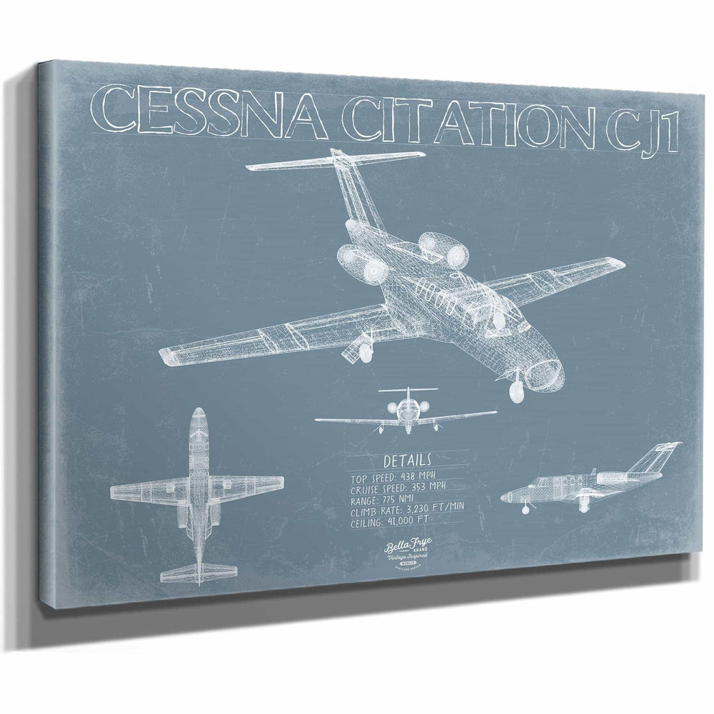 Bella Frye Home & Garden > Decor > Artwork Cessna Citation CJ1 Aircraft Blueprint Wall Art - Original Airplane Print