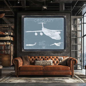 Bella Frye Home & Garden > Decor > Artwork C-5 Galaxy Blueprint Wall Art - Original Aviation Plane Print
