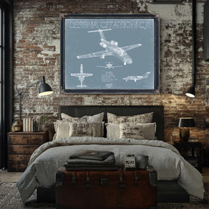 Bella Frye Home & Garden > Decor > Artwork Cessna Citation CJ1 Aircraft Blueprint Wall Art - Original Airplane Print