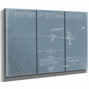 Bella Frye Home & Garden > Decor > Artwork Northrop Grumman X-47B Blueprint Wall Art - Original Airplane Print